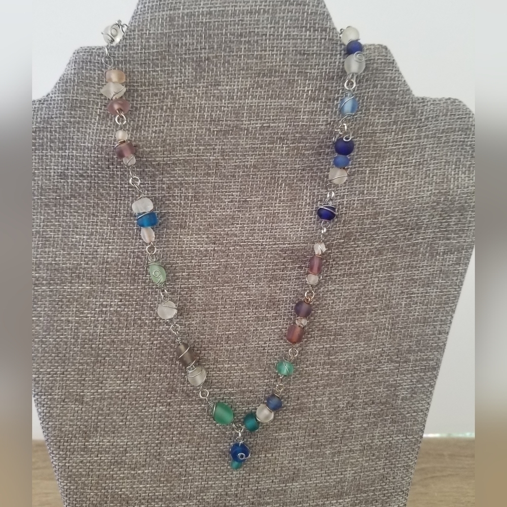 Frosted glass bead necklace